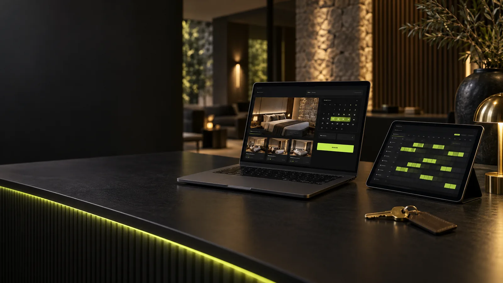Direct booking engine for a boutique hotel with occupancy calendar