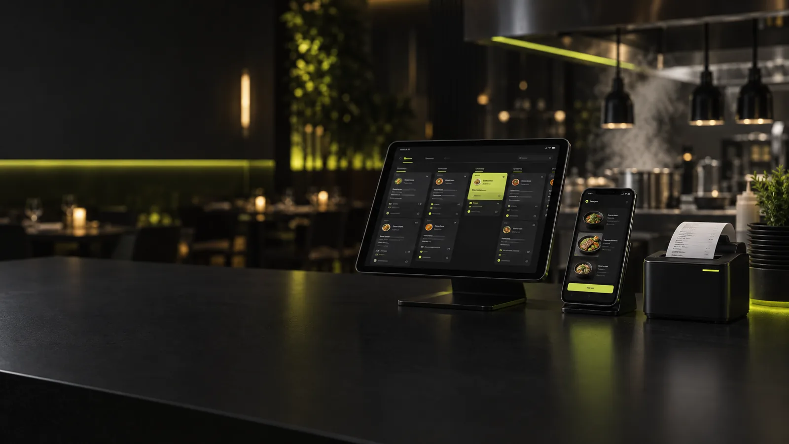 Restoran için online sipariş sistemi ekranı ve mutfak sipariş paneli